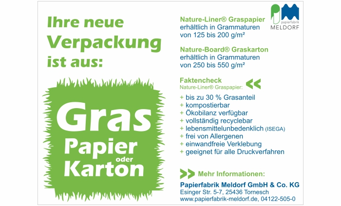 Anzeige EUWID Ihre neue Verpackung ist aus Graspapier oder Graskarton